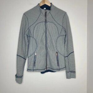 Lululemon Forme Jacket Il Textured‎ Pine Stripe Inkwell Mojave Tan Full Zip 12